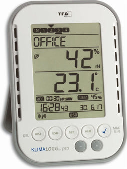 TFA Dostmann KlimaLogg Pro Luchtvochtigheidsmeter (hygrometer) 1 % Hrel 99 % Hrel Datalogger en radio-USB-interface, Da