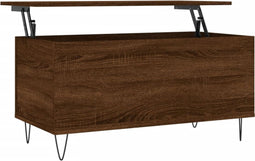 vidaXL - Salontafel - 90x44,5x45 - cm - bewerkt - hout - bruin - eikenkleur
