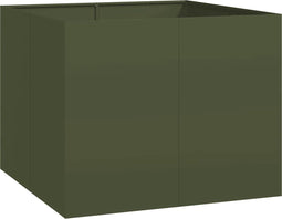 vidaXL - Plantenbak - 100x100x80 - cm - staal - olijfgroen