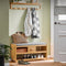 SoBuy FSR75-N - Schoenenbank - Solid Wood met Zitkussen & 3 Manden - Naturel