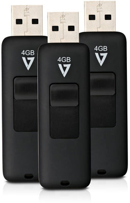 V7 VF24GAR-3PK-3E - USB 2.0 Flash Drive - 4GB - Zwart (3-pack)