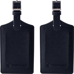 EverNeeds Bagagelabel PU Leer - Kofferlabel met Privacyflap - Zwart (2 stuks)