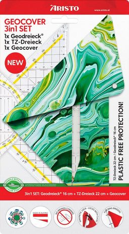 Aristo geocoverset 3in1 - geocover - geodriehoek - tekendriehoek - Mystic green - AR-18102B