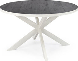 Stalux Ronde eettafel 'Daan' 148cm, kleur wit / zwart eiken
