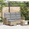 vidaXL - Verstelbare - tuinbank - met - kussens - L-vormig - beige - poly - rattan