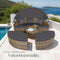 tectake® Zonne eiland Santorini II - Loungebed 2 Personen - Multifunctioneel Ligbed met Zonnescherm - Naturel