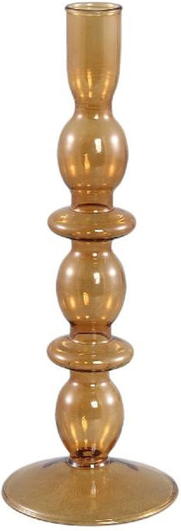 PTMD Kandelaar Enzio - 9x9x25 cm - Glas - Bruin