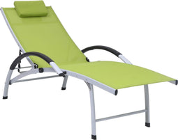 vidaXL - Ligbed - aluminium - en - textileen - groen