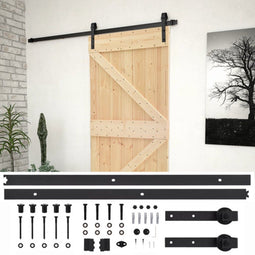 vidaXL - Schuifdeur - met - beslag - 90x210 - cm - massief - grenenhout