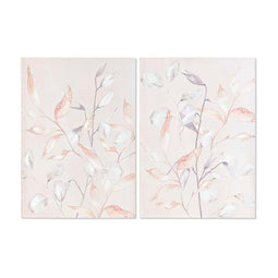 Schilderij DKD Home Decor Blad van een plant (2 Stuks) (50 x 3 x 70 cm)