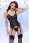 CHILIROSE - CR4471 BLACK BODY W/ THONG AND STOCKINGS S