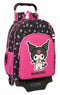 Kuromi Schoolrugzak met Wielen - Ergonomische Bekleding - Zwart Fuchsia 33 x 42 x 14 cm