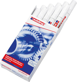 edding 8750 - industrie lakmarker - 10 stuks wit - speciaal voor vettige en olie-achtige ondergronden - water-, zoutwater- en wrijfvast - geschikt voor o.a. staal, kunststof, hout, aluminium, leer