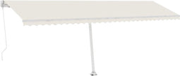 vidaXL - Luifel - handmatig - uittrekbaar - met - LED - 600x350 - cm - crèmekleurig