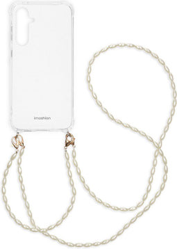 imoshion Hoesje Geschikt voor Samsung Galaxy S23 FE Hoesje Met Koord - imoshion Backcover met koord + armband - Parels - transparant