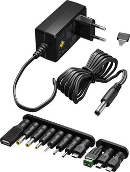 Goobay 64568 - Voedingsadapter 12V 12W - 11 pluggen - Zwart