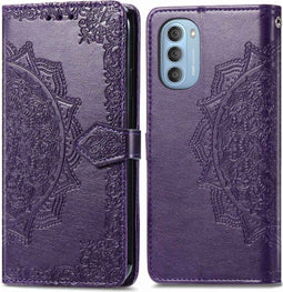 iMoshion Hoesje Geschikt voor Motorola Moto G51 Hoesje Met Pasjeshouder - iMoshion Mandala Bookcase - Paars