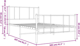 vidaXL - Bedframe - met - hoofd- - en - voeteneinde - metaal - zwart - 100x200 - cm