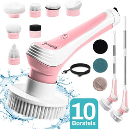 GoScrub® Cleaning Master - Elektrische Schoonmaakborstel - 10 Opzetstukken - Roze