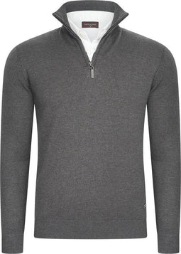 Cappuccino Italia - Heren Trui Mock Zip Pullover - Grijs - Maat XL