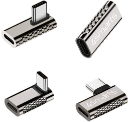 4smarts 540464 - USB-C Adapter Set - 3x Haakse Adapters 1x Verlengstuk - Zilver