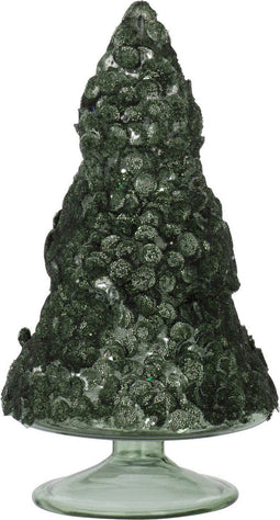 J-Line decoratie Kerstboom Paillettensuiker - glas - donkergroen - medium