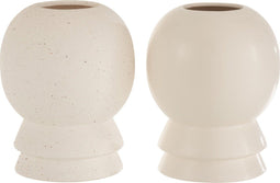 J-Line Vaas Olivia Keramiek Wit - Assortiment van 2