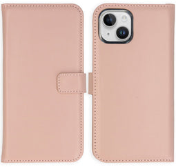 Selencia iPhone 15 - Echt Lederen Bookcase - 3 Pashouders - Dusty Pink