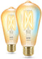 WiZ Filament ST64 E27 - Slimme LED-lampen - Instelbaar wit licht - Amber (2 stuks)