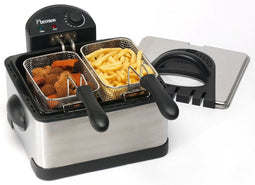 Bestron DF402B - XL Frituurpan - 3 frituurmanden 4 liter met koude zone technologie - zilver