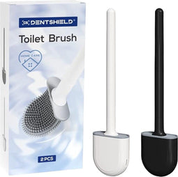 Toiletborstel Set van 2 - Zwart en Wit - Lekvrij - Sneldrogend - Inclusief Houder