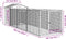 vidaXL - Hondenhok - met - dak - 117x405x123 - cm - staal - lichtgrijs