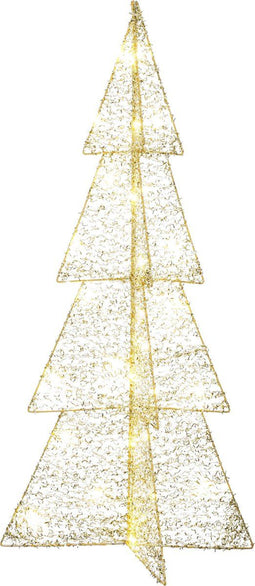 House of Seasons Kerstdecoratie Boom - L35 x B35 x H79 cm - 30 LED lampjes - Goud