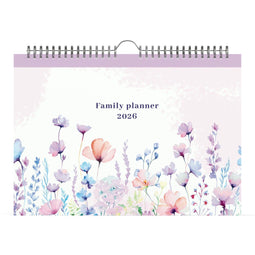 Lannoo Agenda (2026) - Familiekalender - 310x220mm - FLOWERS WATERCOLOUR - LAVENDEL