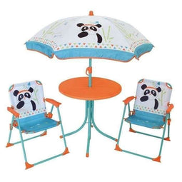 FUN HOUSE 713095 INDIAN PANDA Tuinmeubilair met een tafel, 2 klapstoelen en een parasol voor kind...