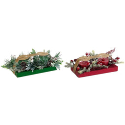 Kaars DKD Home Decor Rood Groen 5,5 x 5,5 x 6,5 cm (2 Stuks)