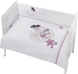 Interbaby Bedtextielset Maan 70 X 140 Katoen 3-delig Wit/roze