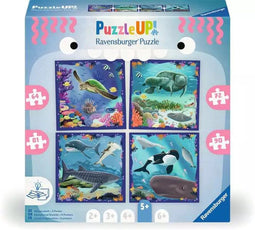Puzzle UP! Meerestiere von Ravensburger, 12004004 - 4 Puzzles mit 64, 72, 81, 90 Teilen zum Kombinieren und mit extra Wissensheft, für Kinder im Alter von 5 Jahren