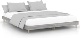 vidaXL - Bedframe - bewerkt - hout - grijs - sonoma - eikenkleurig - 120x200 - cm