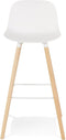 Alterego Mini Tatsu - Witte Barkruk - Natuurlijke Houten Poten - 48x46x89cm