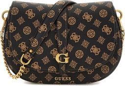 GUESS Kuba Tri Compartment Flap Shoulder Bag - Schoudertas met 10 vakken - Mocha Logo