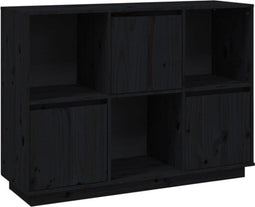 vidaXL - Dressoir - 110,5x35x80 - cm - massief - grenenhout - zwart