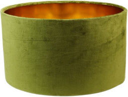 Ronde lampenkap - 25x25x18 - Olijfgroen/goud - Velvet