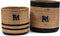 Riviera Maison Opbergmanden Naturel - Striped Monogram Rieten Manden Set - Bananenblad (ØxH) 30x30.5