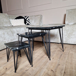 Salontafel set - salontafel marmer zwart - industriele salontafel