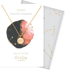 Orelia - Sterrenbeeld ketting Schorpioen - Korte ketting met muntje en steentjes - 45 cm