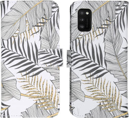 iMoshion Hoesje Geschikt voor Samsung Galaxy A41 Hoesje Met Pasjeshouder - iMoshion Design Softcase Bookcase - Wit / Zwart / Goud / Glamour Botanic