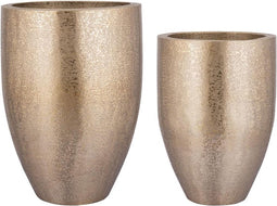 PTMD Shally Bloempotten - 52x52x71 cm - Aluminium - Goud - Set van 2