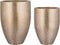 PTMD Shally Bloempotten - 52x52x71 cm - Aluminium - Goud - Set van 2