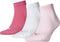Puma Unisex Quarter Plain (3-pack) - unisex hoge enkelsokken - roze